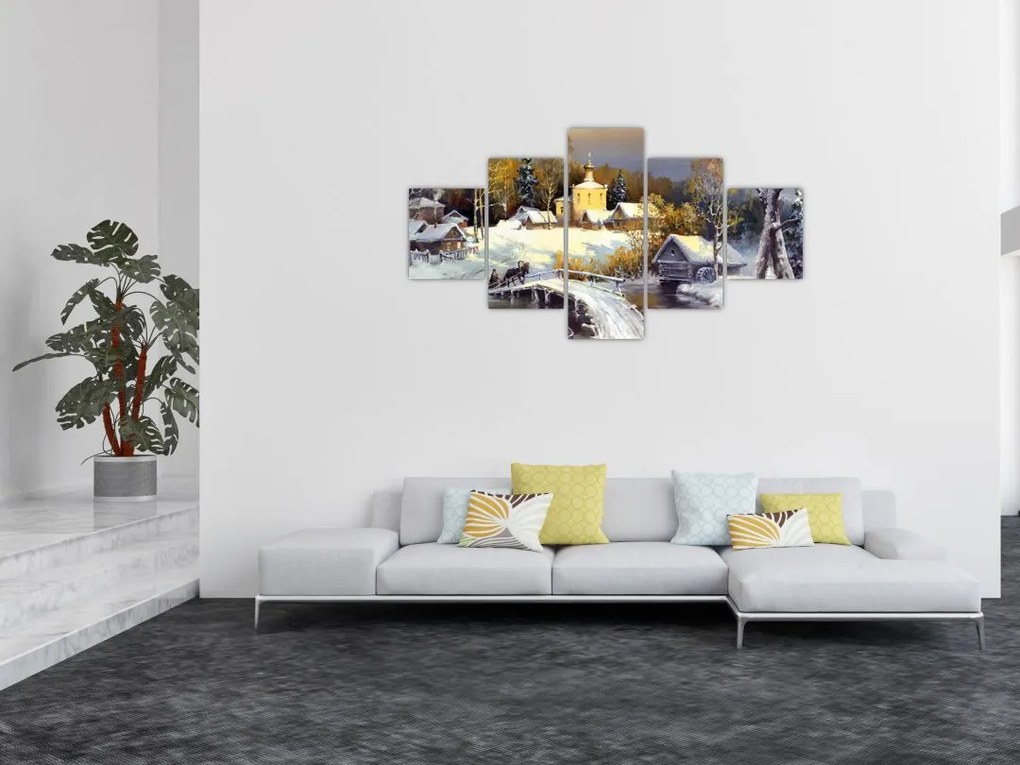 Obraz - Zimowe miasteczko (125x70 cm)