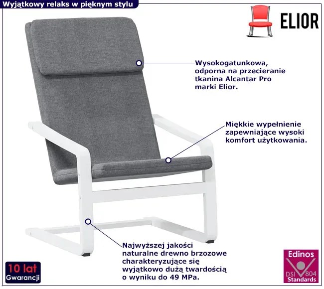 Szaro biały tapicerowany fotel wypoczynkowy T7-E30