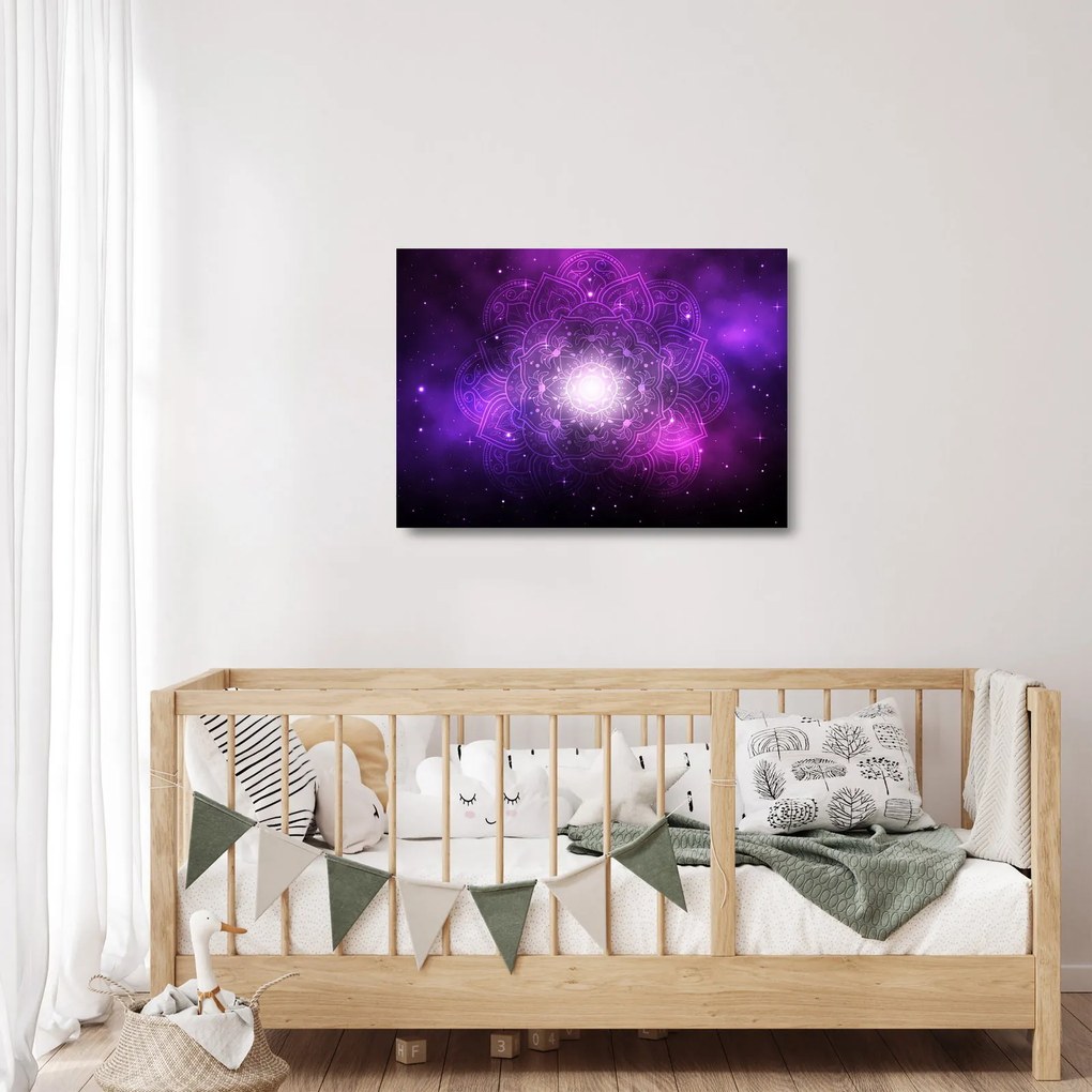 Obraz na szkle fioletowej abstrakcji (70x50 cm)