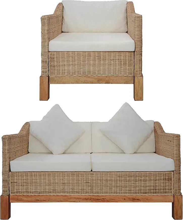 2-częściowy zestaw wypoczynkowy, sofa i fotel, naturalny rattan D1-Z04