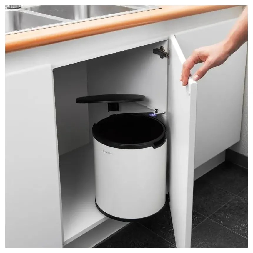Biały stalowy kosz na śmieci do zabudowy 15 l – Brabantia