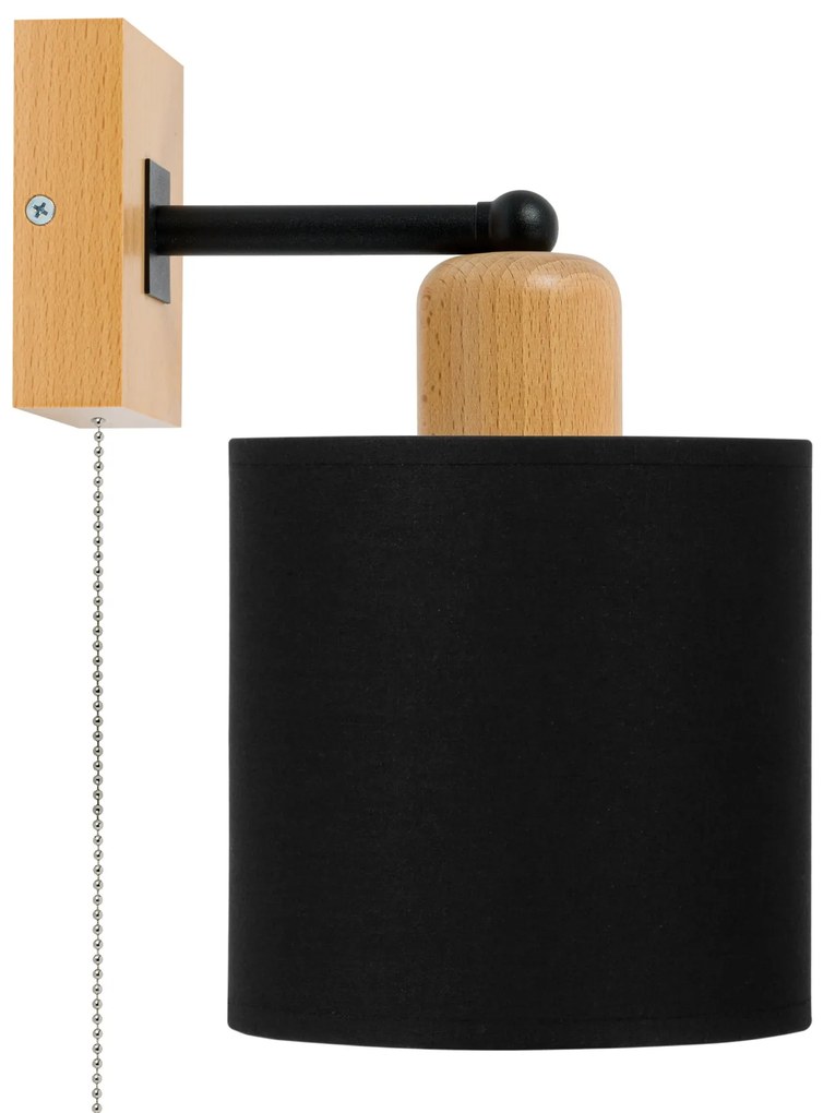 Czarny kinkiet LED CL-SHWD-SC10x10BU-SC jednopunktowy z litego drewna