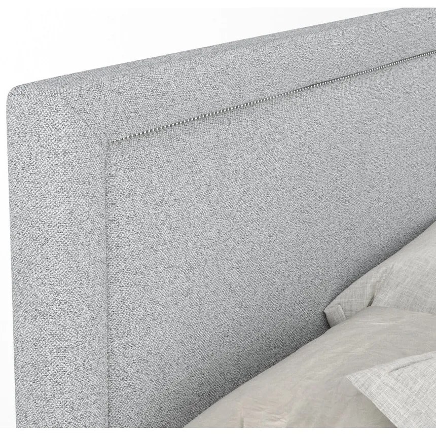 Jasnoszare łóżko kontynentalne ze schowkiem 200x200 cm Lavenda – Maison de Rêve