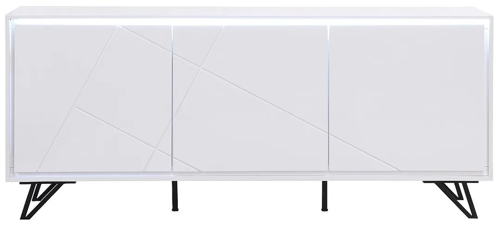 Komoda 3-drzwiowa z oświetleniem LED z MDF-u – Biały lakierowany – SALIANO
