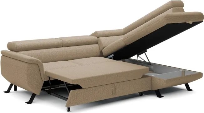 Narożnik RAVEN L Prawostronny wolnostojący z funkcją spania tkanina ARAGON 14 Cappucino WERSAL