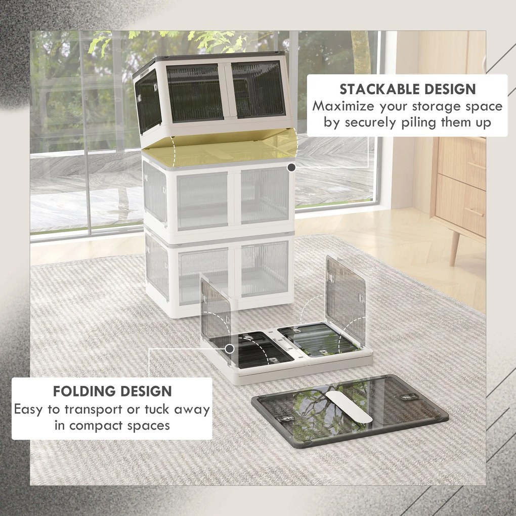 HOMCOM Pojemnik na przechowywanie 69L z kółkami Skrzynia z dostępem z 5 stron Biała przestrzeń magazynowa | Aosom PL