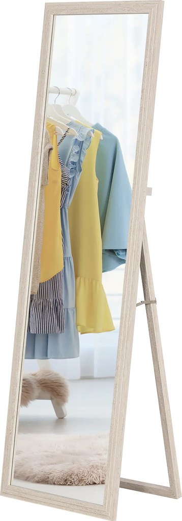 HOMCOM 160 x 50 cm Lustro całopostaciowe, wielofunkcyjne, prostokątny design z ramą, Biały