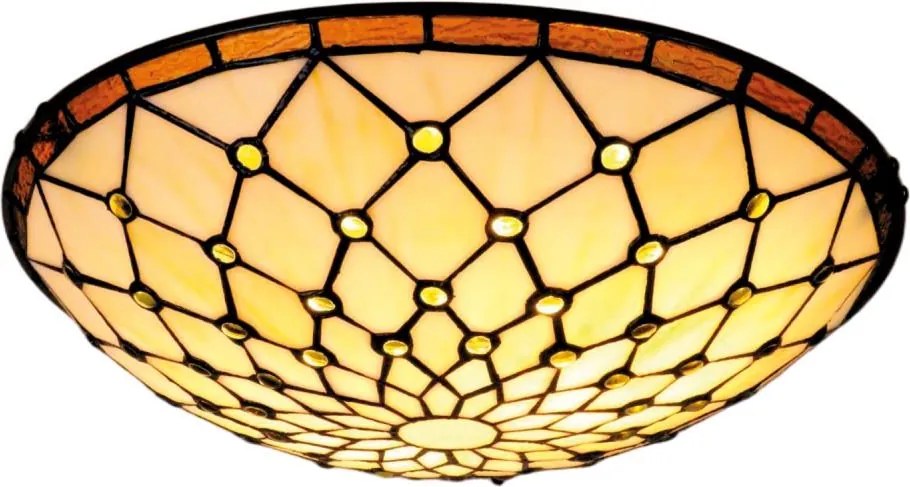Brilagi - Tiffany witrażowa lampa sufitowa Kość słoniowa 2xE27/60W/230V Śr. 40 cm