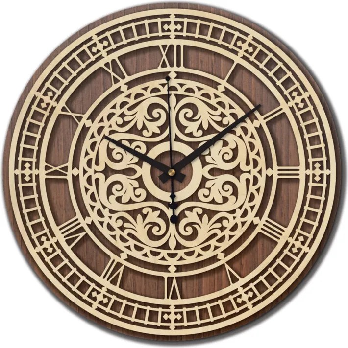 Elegancki drewniany zegar ścienny - Sentop | PR0463 | dwuwarstwowy