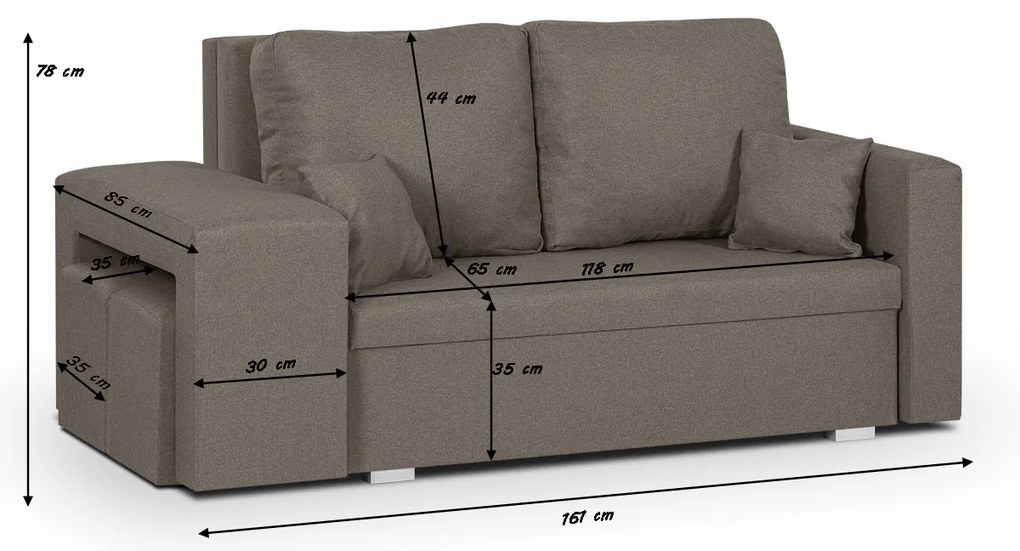 Sofa kanapa 2 os z funkcją spania MILO2 Brązowy