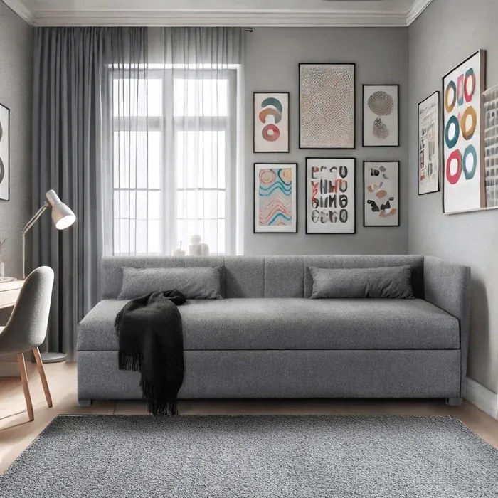 Łóżko Tapczan Młodzieżowe KARO 2 90x200 cm Narożne Szare