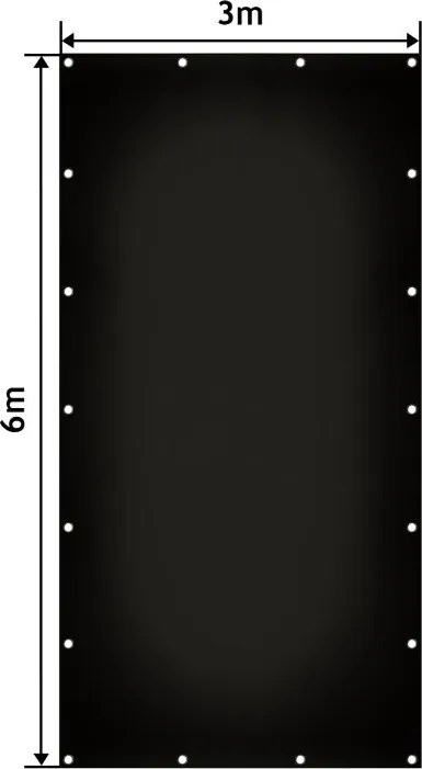 Plandeka JAGO 650 g/m², aluminiowe oczka, czarna, 3x6 m