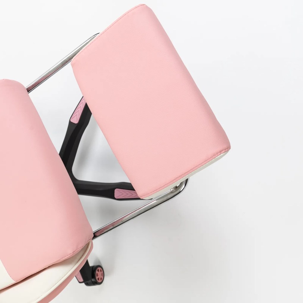 Fotel gamingowy z podnóżkiem Raxor, kolor różowo-biały