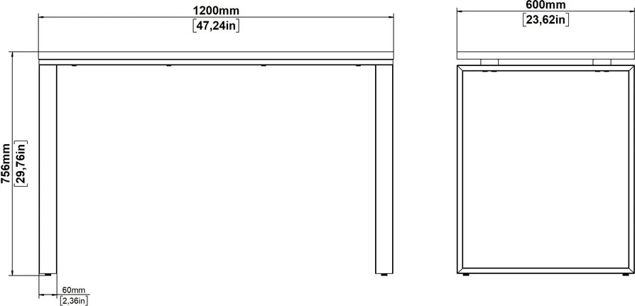 Biurko loft na płozach Sign 120 jackson hickory/biały mat