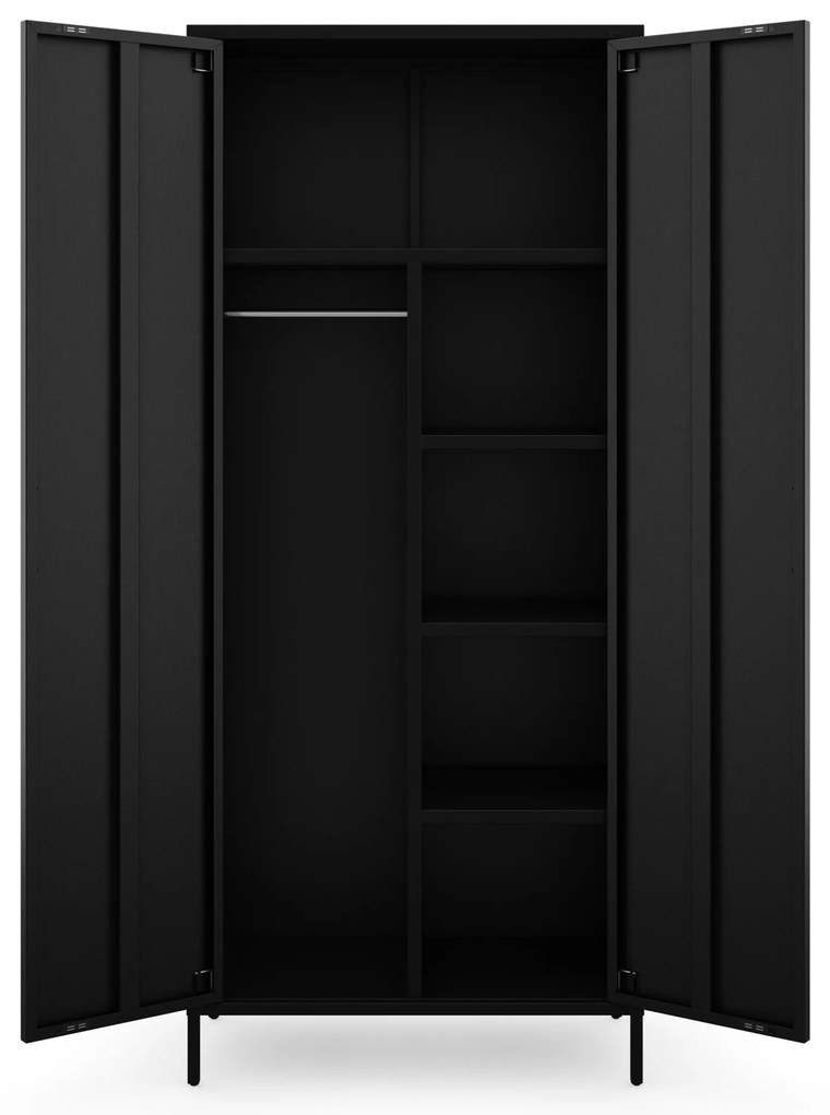 Szafa na ubrania metalowa loftowa czarna: Modern FLAVIO 800 x 1850 x 450 mm
