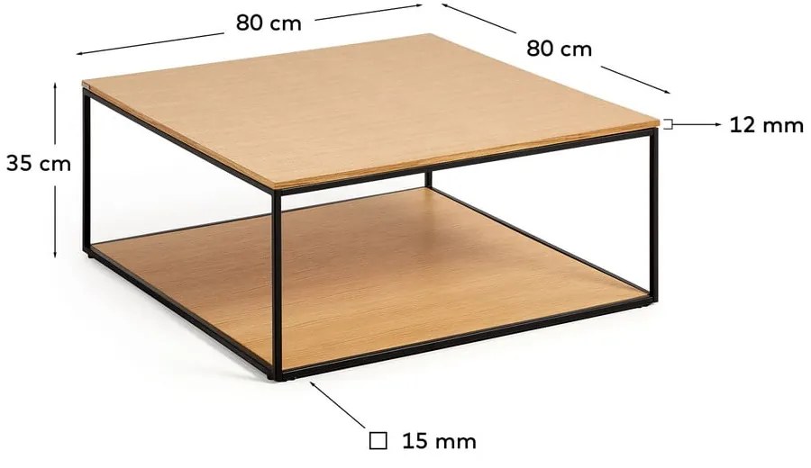 Stolik z blatem w dekorze dębu 80x80 cm Yona − Kave Home