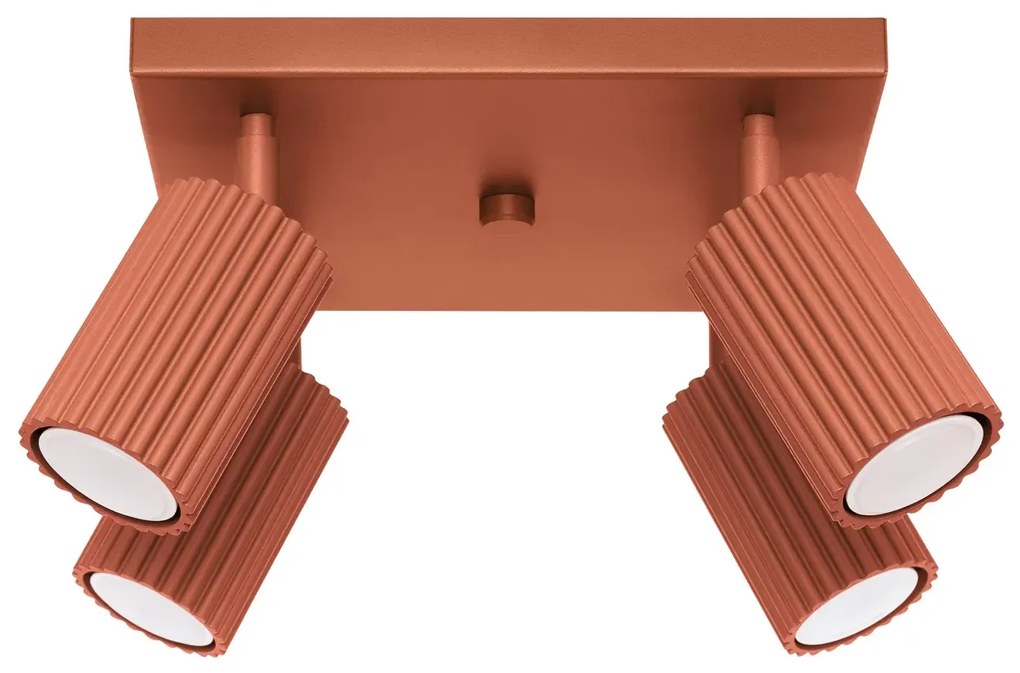 Plafon czteropunktowy KARBON 4 ochra czerwona kwadratowy SOLLUX LIGHTING