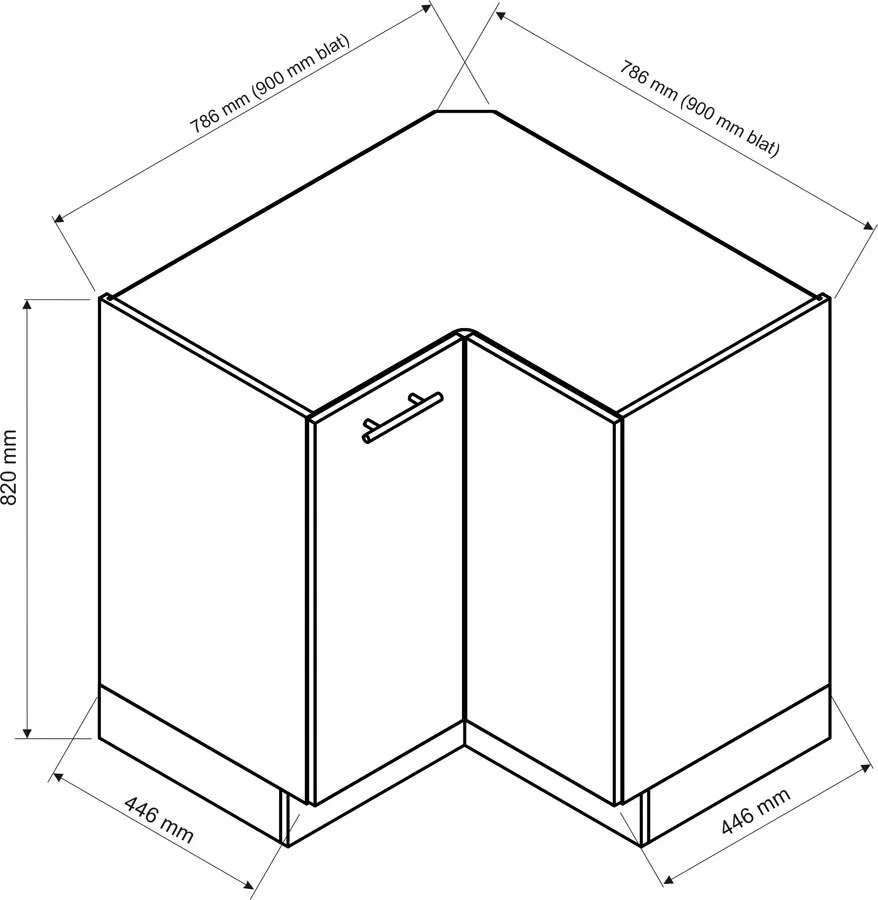Narożna szafka kuchenna z podwójnymi drzwiczkami dąb artisan 90 cm G4-E58