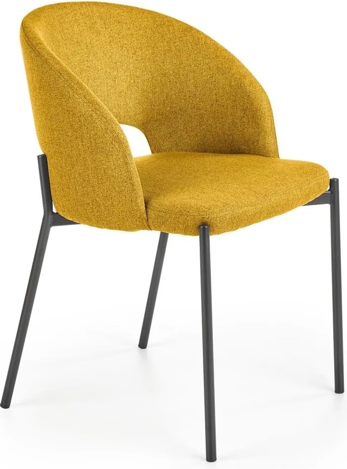 Krzesło z tapicerowanym siedziskiem i oparciem na metalowych nogach K373