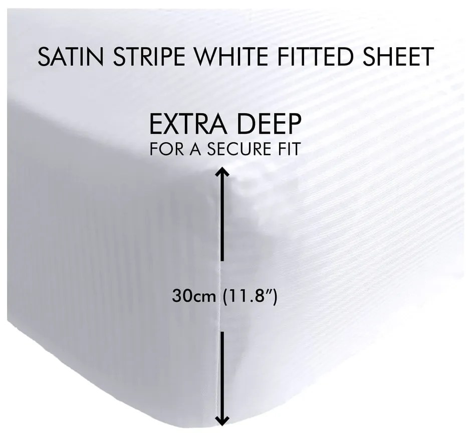 Białe prześcieradło elastyczne 90x190 cm Satin Stripe – Catherine Lansfield