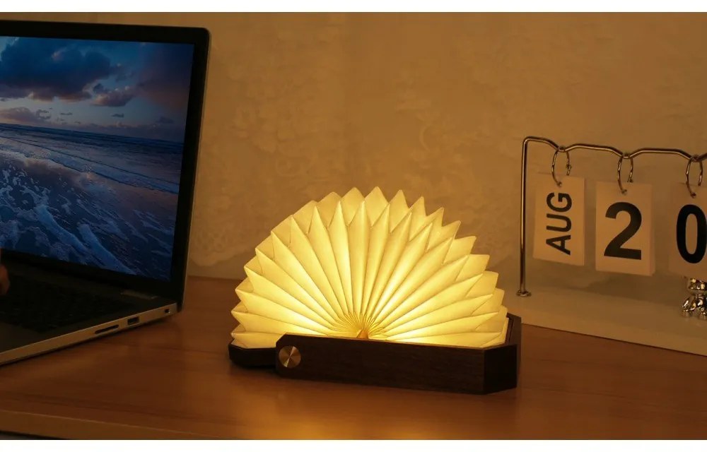 Biała/w ciemnym naturalnym kolorze lampa stołowa LED (wysokość 4 cm) Origami – Gingko