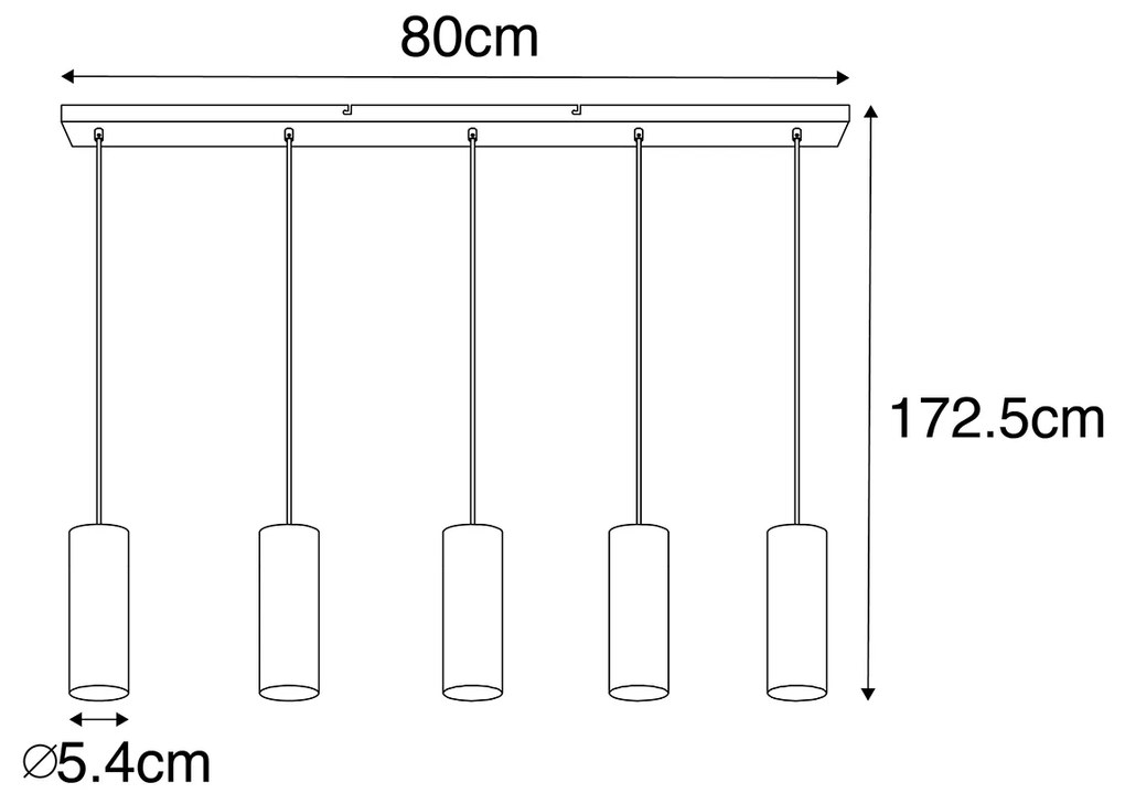 Inteligentna lampa wisząca czarna w komplecie z 5 żarówkami Wifi GU10 - Jeana Nowoczesny Oswietlenie wewnetrzne