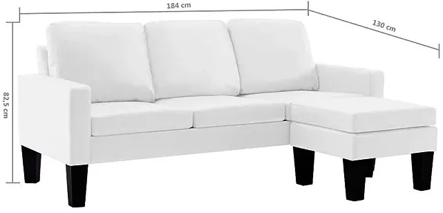 3-osobowa biała sofa z ekoskóry z podnóżkiem - Lencor 4Q