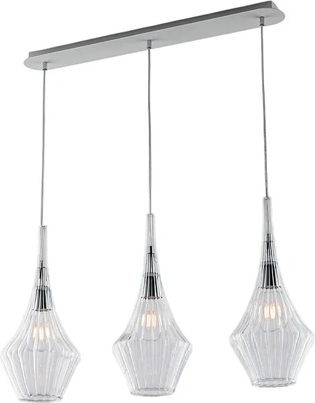 Szyna żelazna Zeus z przezroczystym szkłem Pyrex 3 światła dł. 75 x 10 BL270-BIN3-TR