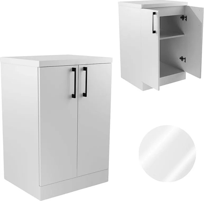 Szafka Łazienkowa Stojąca 50cm Komoda Półka Pod Umywalkę Nablatowa Biała