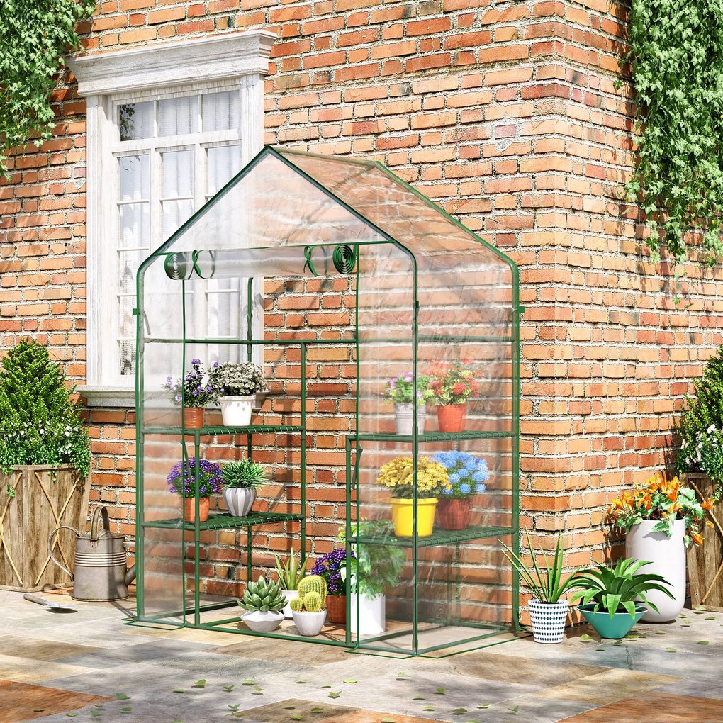 Outsunny Szklarnia Foliowa Przezroczysta Wzmocnienie dla Ogrodu 142x73x195cm | Aosom PL