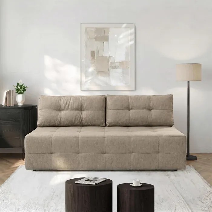 Sofa z Funkcją Spania MORANA Beżowa Nowoczesna