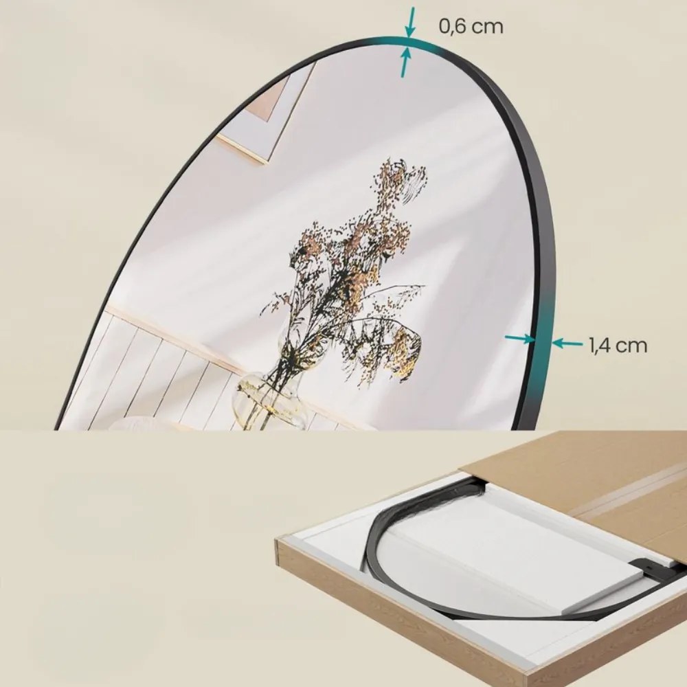 Zaokrąglone lustro UMBRA, 160x50 cm, czarne SongmicsHome