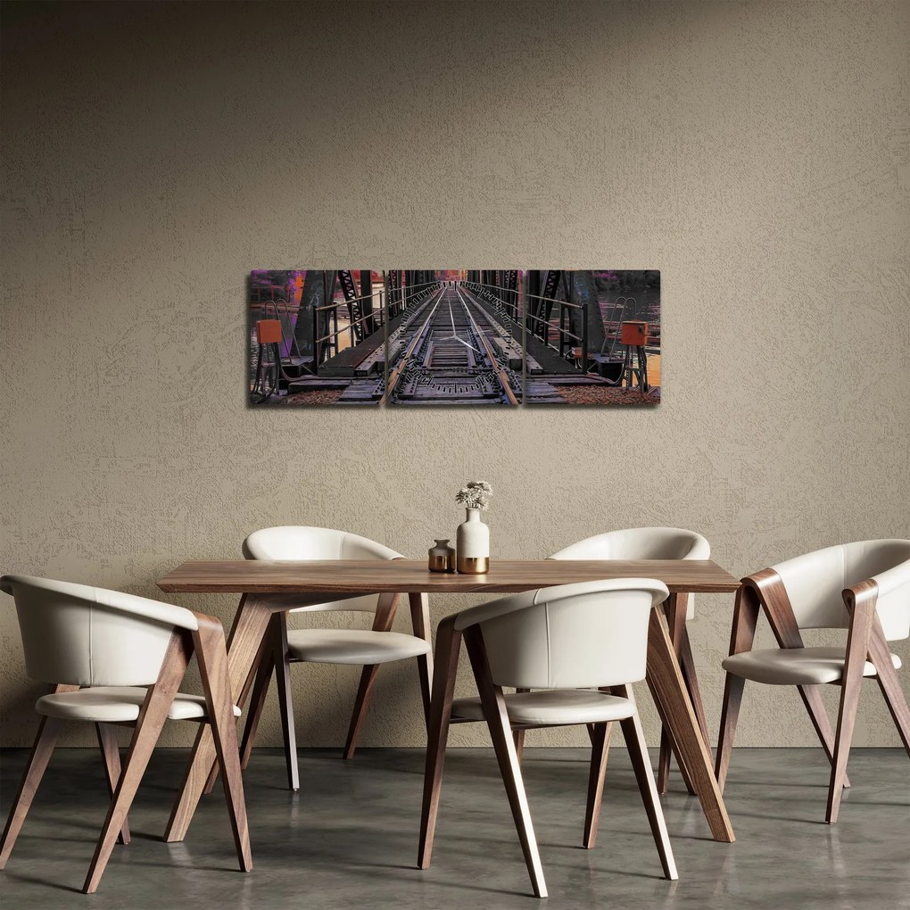 Obraz mostu kolejowego (z zegarem) (90x30 cm)