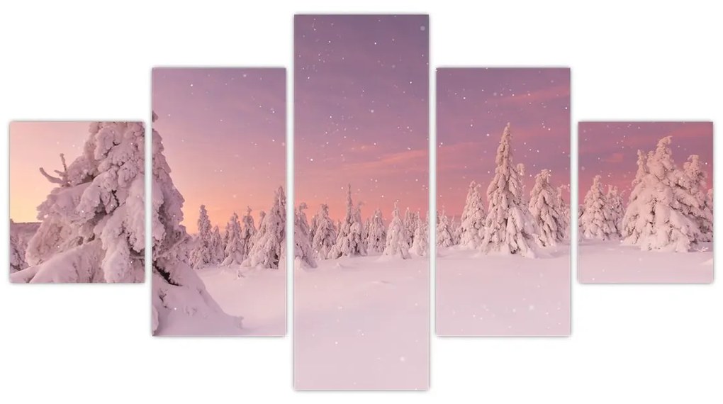 Obraz - Drzewa pod warstwą śniegu (125x70 cm)