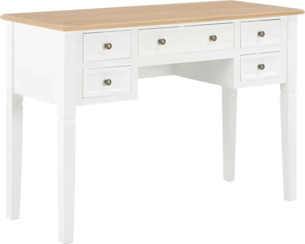 Biało-brązowe biurko retro do gabinetu N7-D87