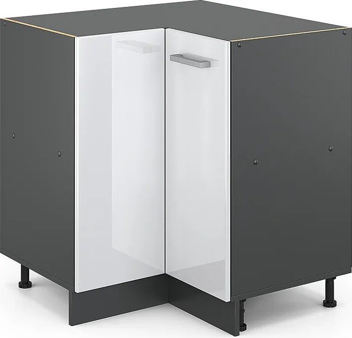 Szafka narożna biały wysoki połysk 75.6x46x81.6 r-line