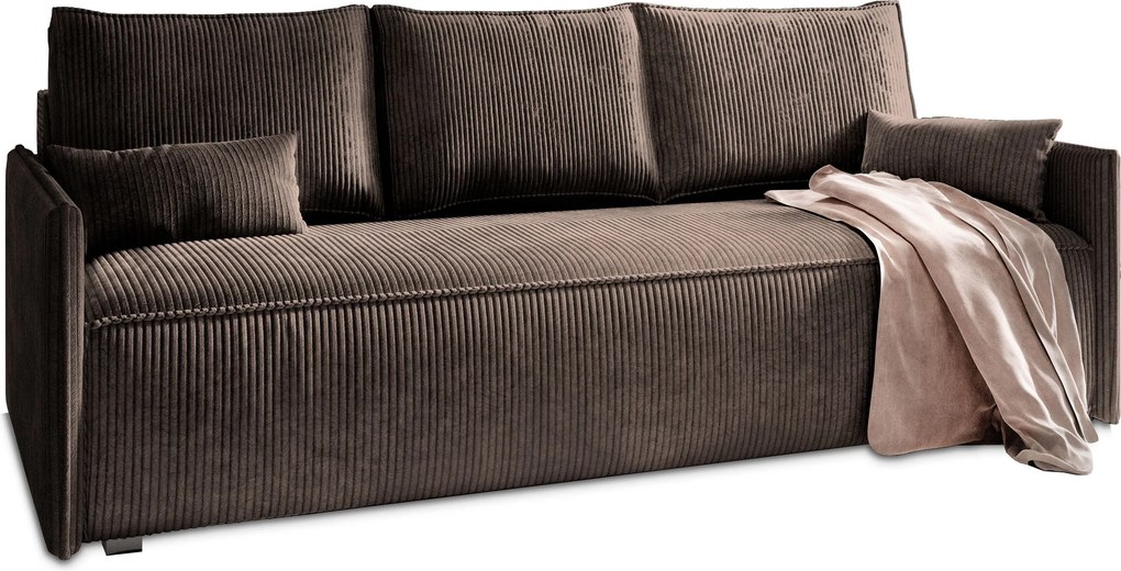 Masseno Sofa MESTOR z funkcją spania i pojemnikiem na pościel, Rozkładana sofa - Brązowy, POSO 06