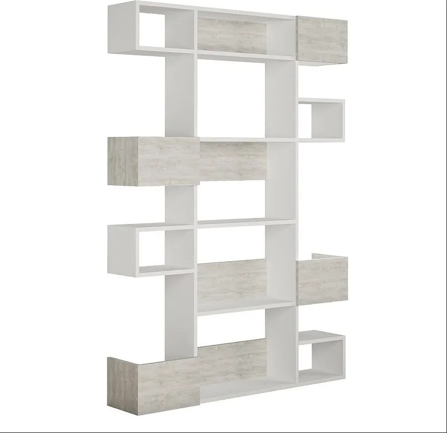 Nowoczesny skandynawski regał na książki – 120 x 171 x 27 cm – biały – płyta MDF