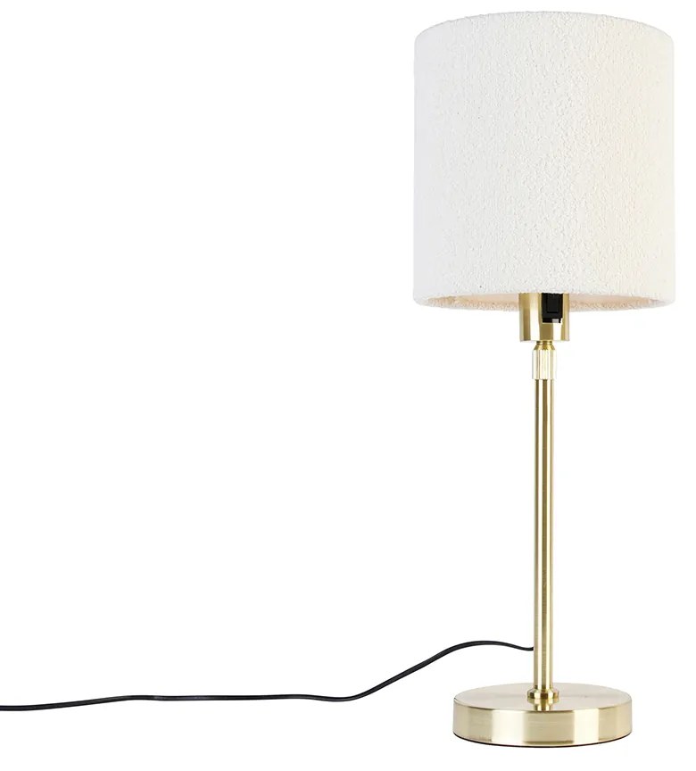 Złota regulowana lampa stołowa z białym abażurem z boucle 20 cm - ParteDesignerski Oswietlenie wewnetrzne