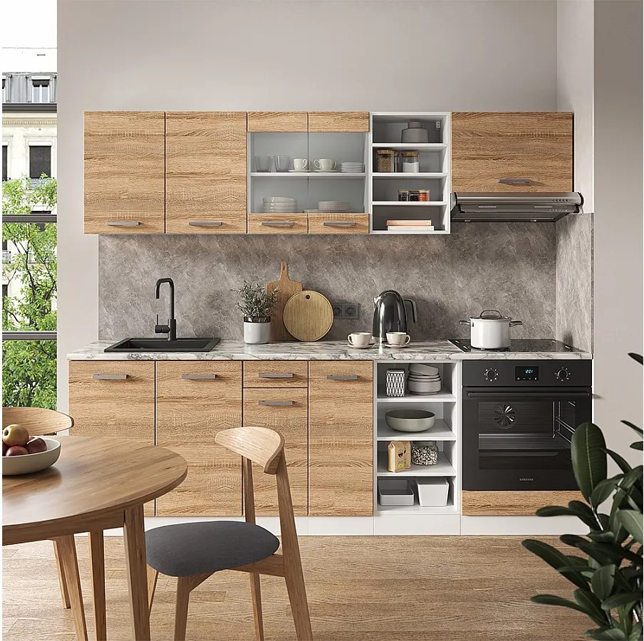 Zabudowa kuchenna sonoma/biały 240x60x81.6 r-line