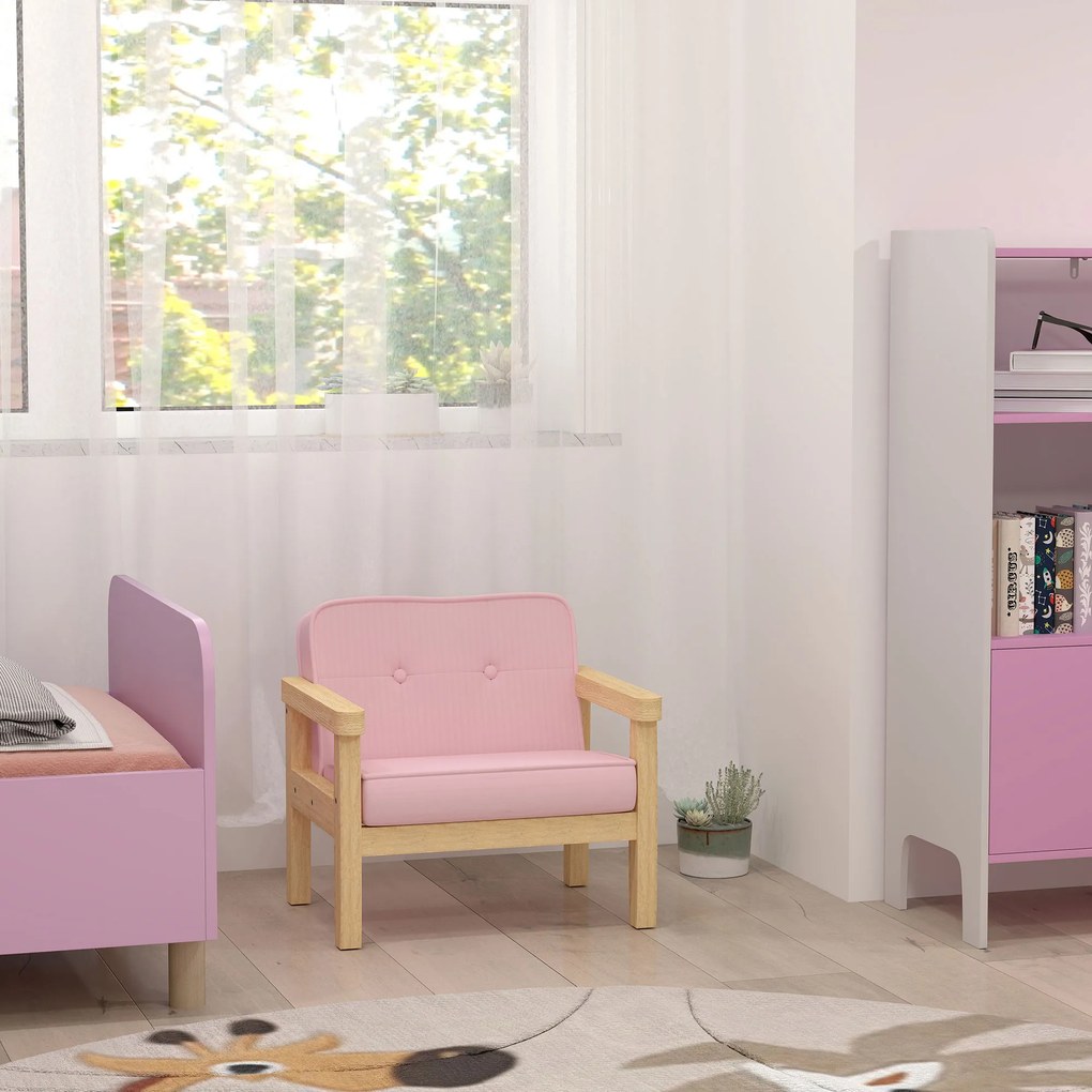 Fotel Dziecięcy AIYAPLAY - Różowy, Idealny do Pokoju Dziecięcego