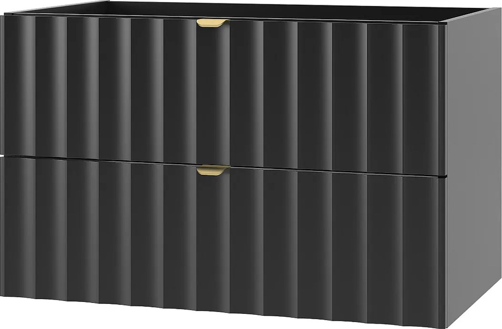 Czarna Szafka Łazienkowa pod Umywalkę 80cm Ryflowane Fronty Arcos