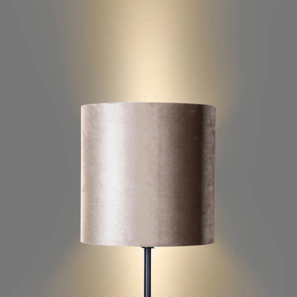 Lampa podłogowa czarna z abażurem z weluru taupe 50 cm - Simplo klasyczny/Antyczny Oswietlenie wewnetrzne