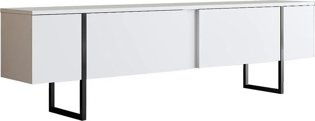 Stojak pod TV – 180 cm x 30 cm x 50 cm – Biały i czarny – Melamina