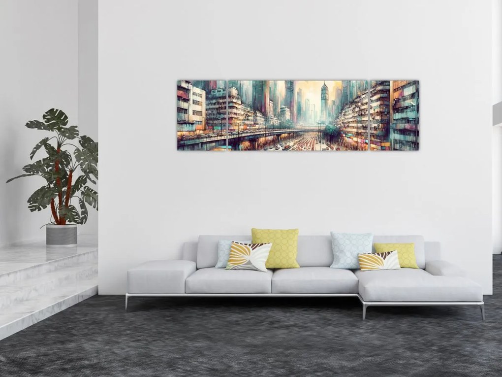 Obraz - Życie w wielkim mieście (170x50 cm)