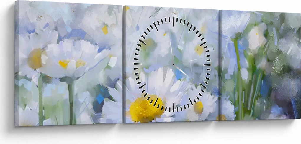 Obraz - W stokrotkach (z zegarem) (90x30 cm)