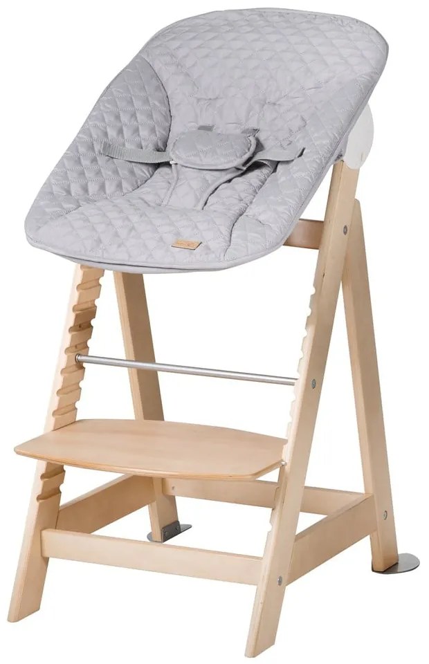 Jasnoszaro-naturalne krzesełko do karmienia Style Born Up 2in1 – Roba