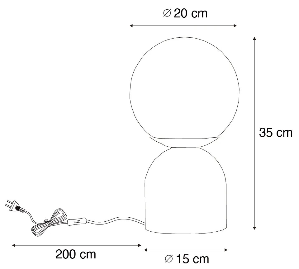 Lampa stołowa w stylu hotelowym złota z opalowym szkłem - Pallon Trend