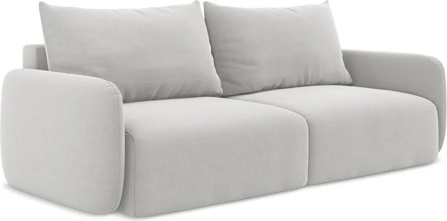 Jasnoszara aksamitna rozkładana/ze schowkiem sofa 238 cm Kalena – Makamii