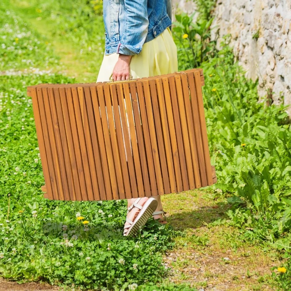 Leżak ogrodowy FLORIDA, składany, 57x190x51cm, naturalny brąz Casaria